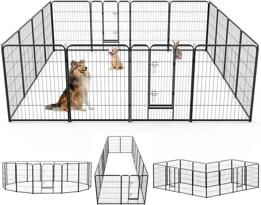 Dog Playpen 16 Panel 40" Metal Fence with Door - Indoor/Outdoor